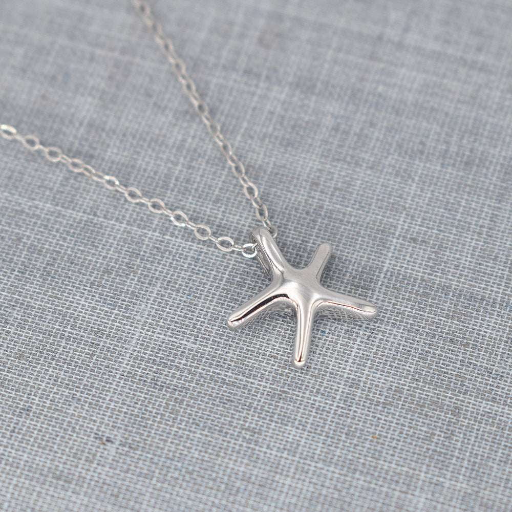 elegant starfish necklace, silver starfish pendant, sterling starfish chain - available at Sparq Mart