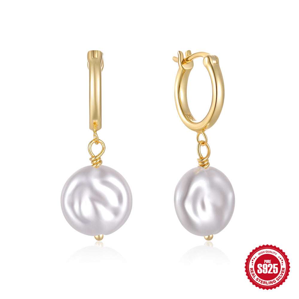 Baroque Pearl Earrings, Elegant Pearl Earrings, Sterling Silver Earrings - available at Sparq Mart