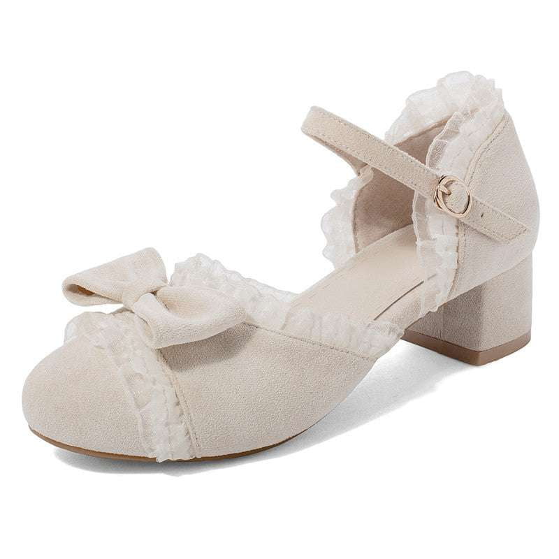 Elegant Women's Footwear, High Heel Sandals, Suede Bow Sandals - available at Sparq Mart