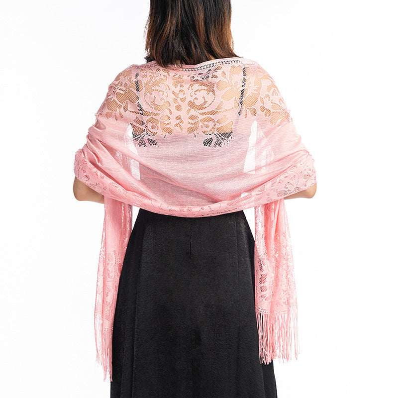 Bridesmaid Shawl Accessory, Elegant Lace Shawl, Evening Tassel Wrap - available at Sparq Mart