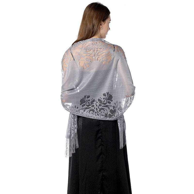 Bridesmaid Shawl Accessory, Elegant Lace Shawl, Evening Tassel Wrap - available at Sparq Mart