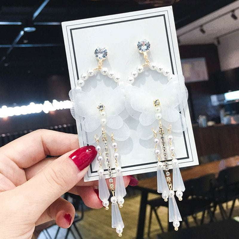 Butterfly Stud Earrings, Elegant Tassel Earrings, Fairy White Jewelry - available at Sparq Mart