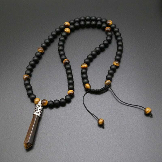 ethnic stone necklace, handcrafted gemstone jewelry, tiger eye pendant - available at Sparq Mart