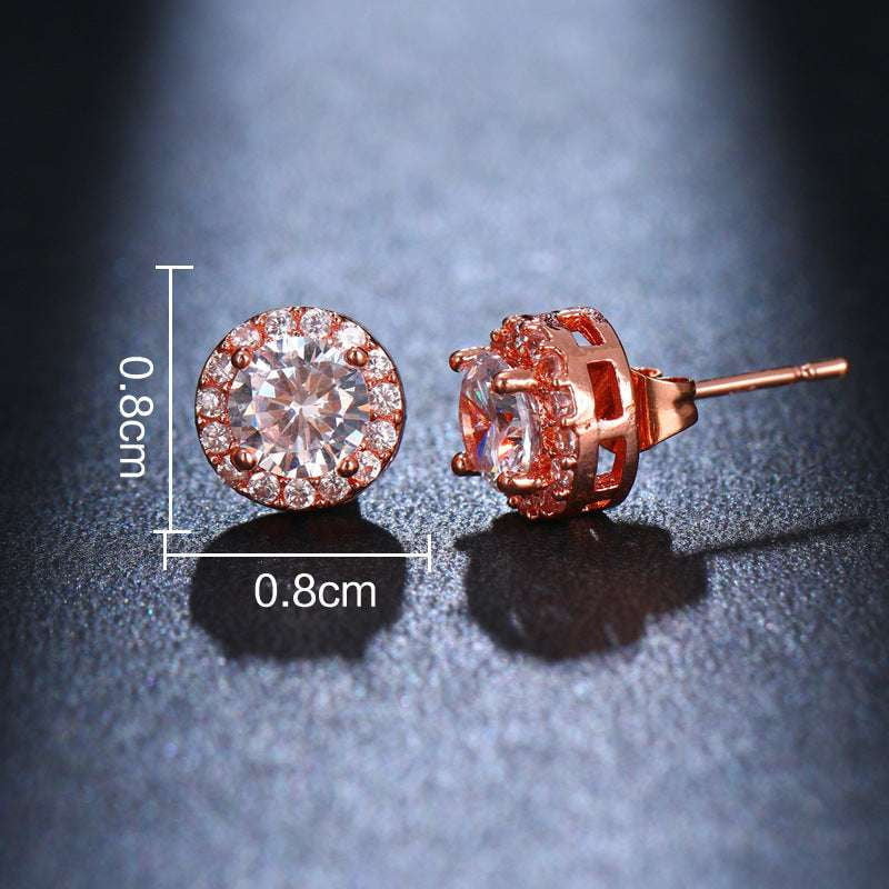 Elegant Stud Earrings, Platinum Stud Ornament, Zircon Earrings Rose - available at Sparq Mart