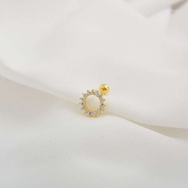 Elegant Stud Earrings, Petal Stud Earrings, Zirconia Round Studs - available at Sparq Mart