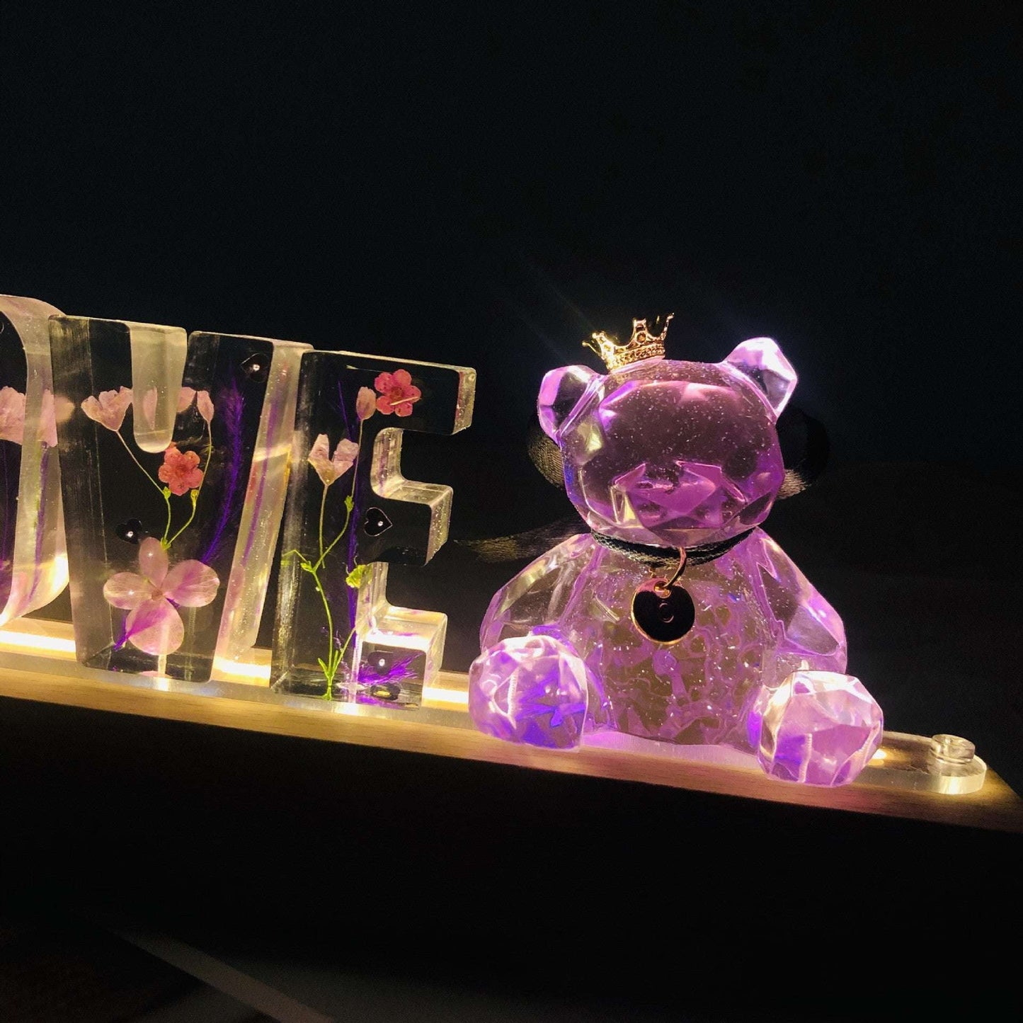 Crystal Night Light, Immortal Flower Lamp, Resin Flower Decor - available at Sparq Mart