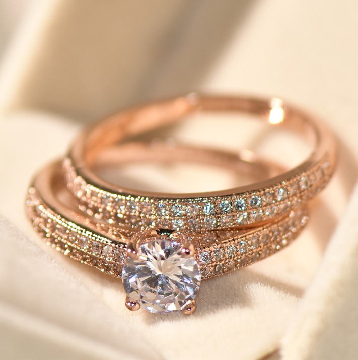 Diamond Micro-set Ring, Gold Engagement Ring, Rose Gold Ring - available at Sparq Mart