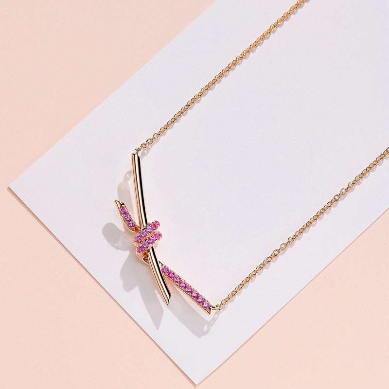 18K Rose Gold Cross, Diamond Necklace, Pink Diamond - available at Sparq Mart