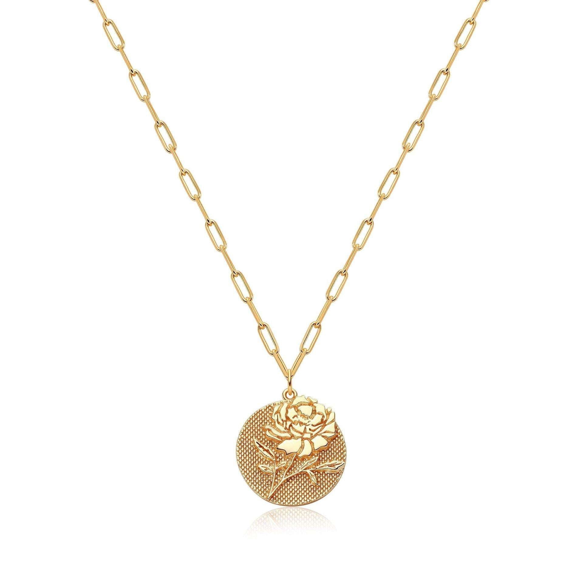 Embossed Pattern Jewelry, Gold Plated Necklace, Round Pendant Necklace - available at Sparq Mart