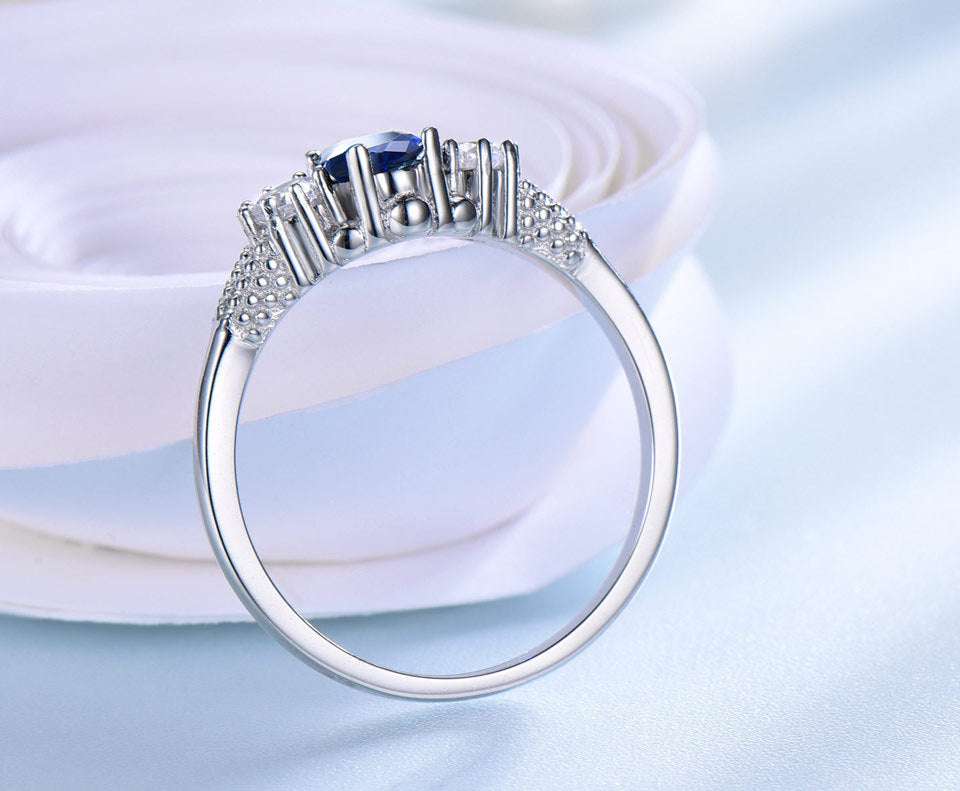 Exquisite Jewelry, Royal Blue Gemstone Ring, Sterling Silver Halo Jewelry - available at Sparq Mart