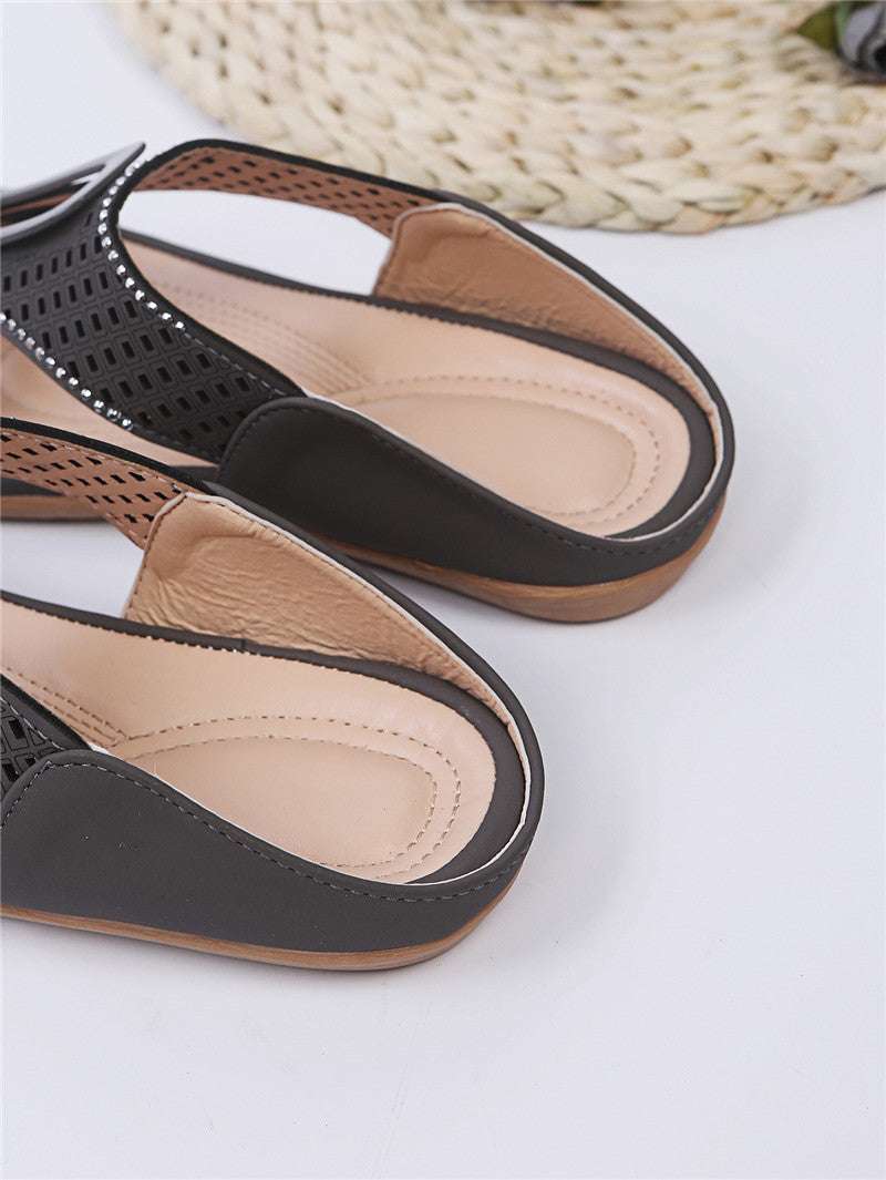 Elegant Hollow Slip-ons, Stylish Rhinestone Slippers, Trendy Casual Footwear - available at Sparq Mart