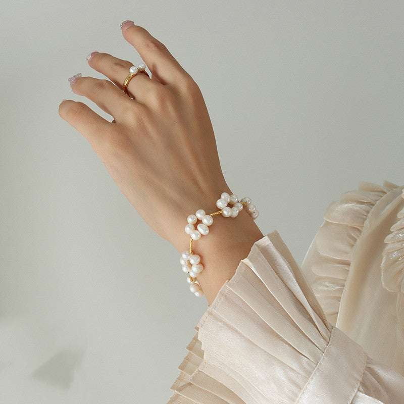 Copper String Jewelry, Fashionable Hand Accessory, Pearl Bracelet Elegance - available at Sparq Mart