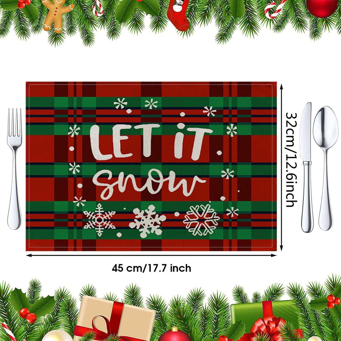 Fashionable Christmas Placemats, Festive Table Decor, Insulated Linen Placemats - available at Sparq Mart