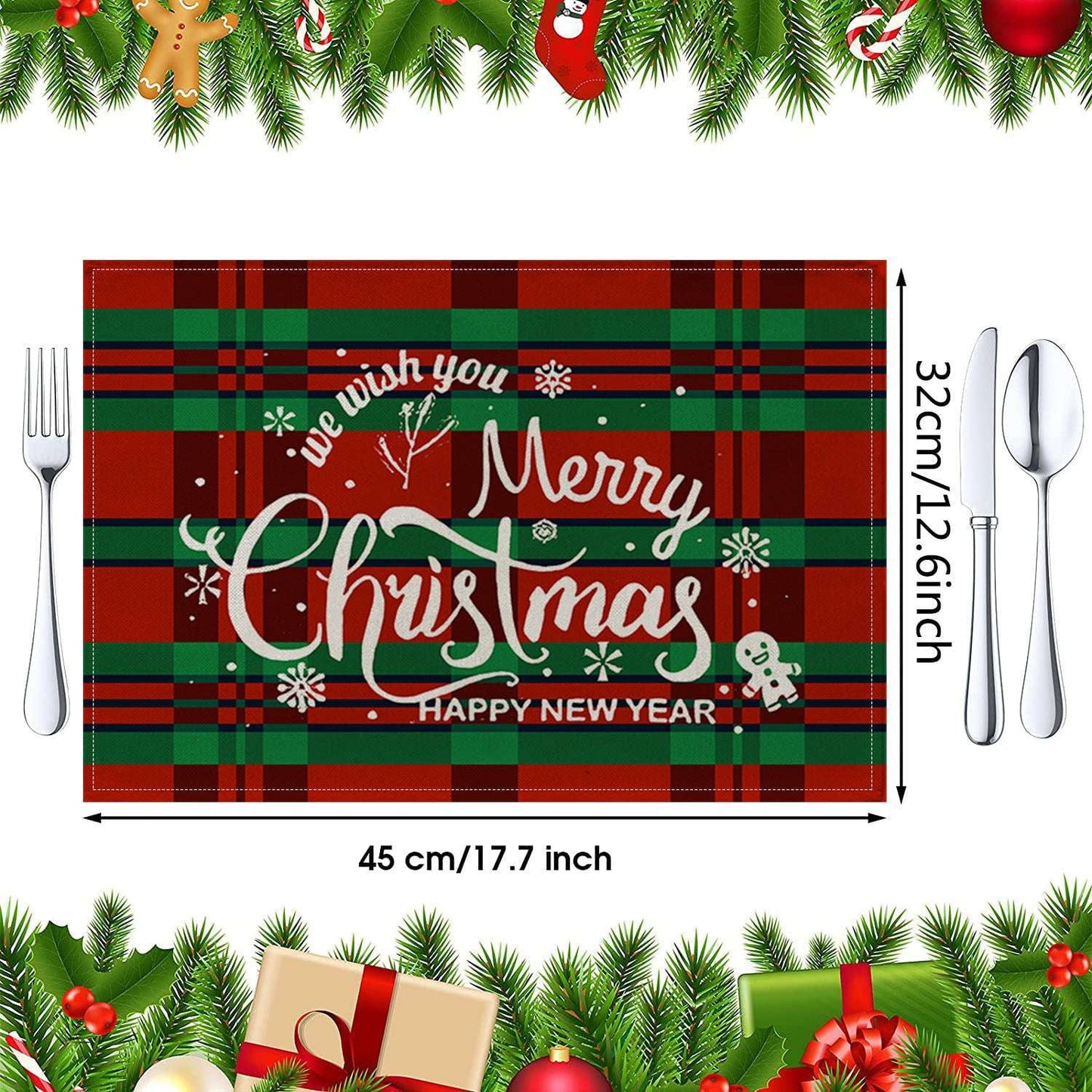 Fashionable Christmas Placemats, Festive Table Decor, Insulated Linen Placemats - available at Sparq Mart