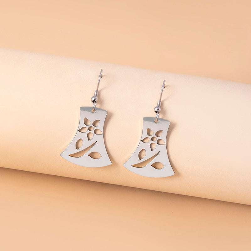 designer fashion earrings, geometric leaf earrings, stainless steel earrings - available at Sparq Mart