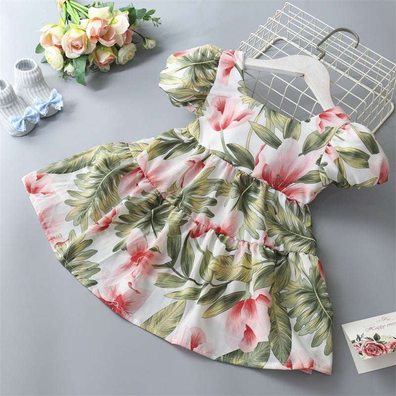 Childrens Dress Fashion, Floral Bowknot Skirt, Girls Princess Dress - available at Sparq Mart