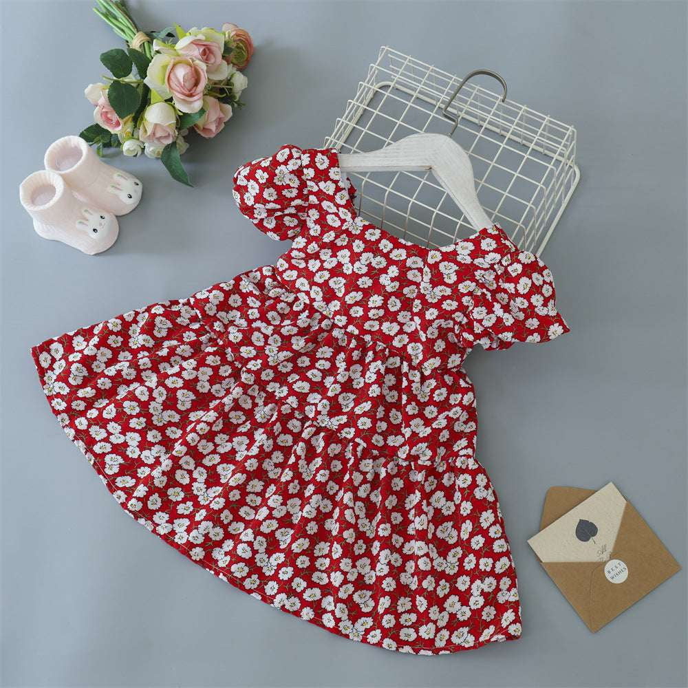 Childrens Dress Fashion, Floral Bowknot Skirt, Girls Princess Dress - available at Sparq Mart