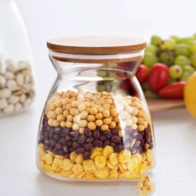 Bamboo Lid Glassware, Creative Cork Jars, Glass Sealed Containers - available at Sparq Mart