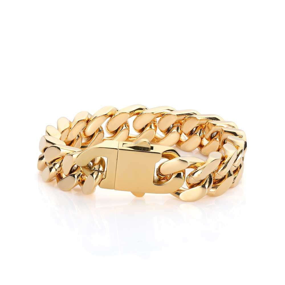 Cuban Link Jewelry, Encrypted Gold Bracelet, Stainless Steel Necklace - available at Sparq Mart