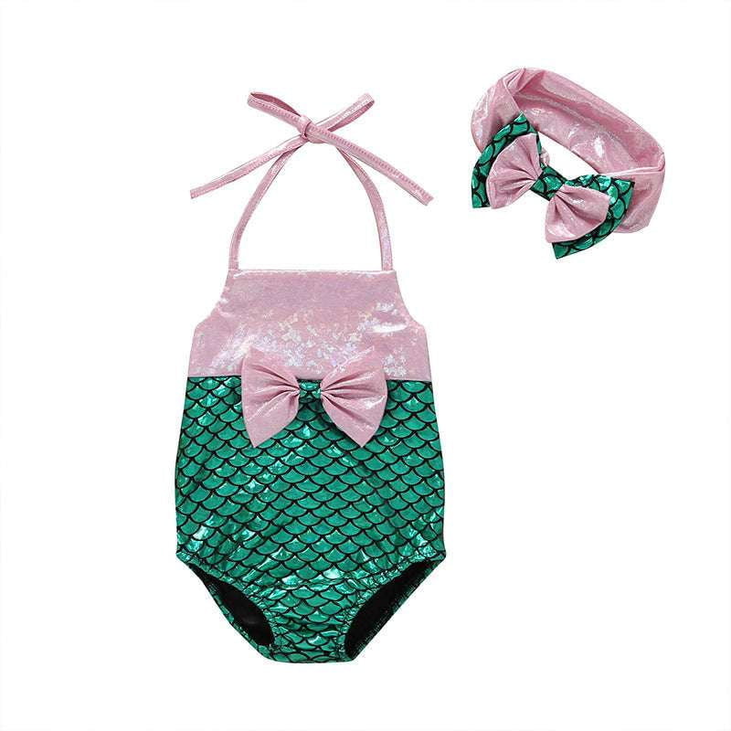 Bow Sling Swimsuit, Green Scale Swimwear, One-Piece Swimsuit Bow - available at Sparq Mart