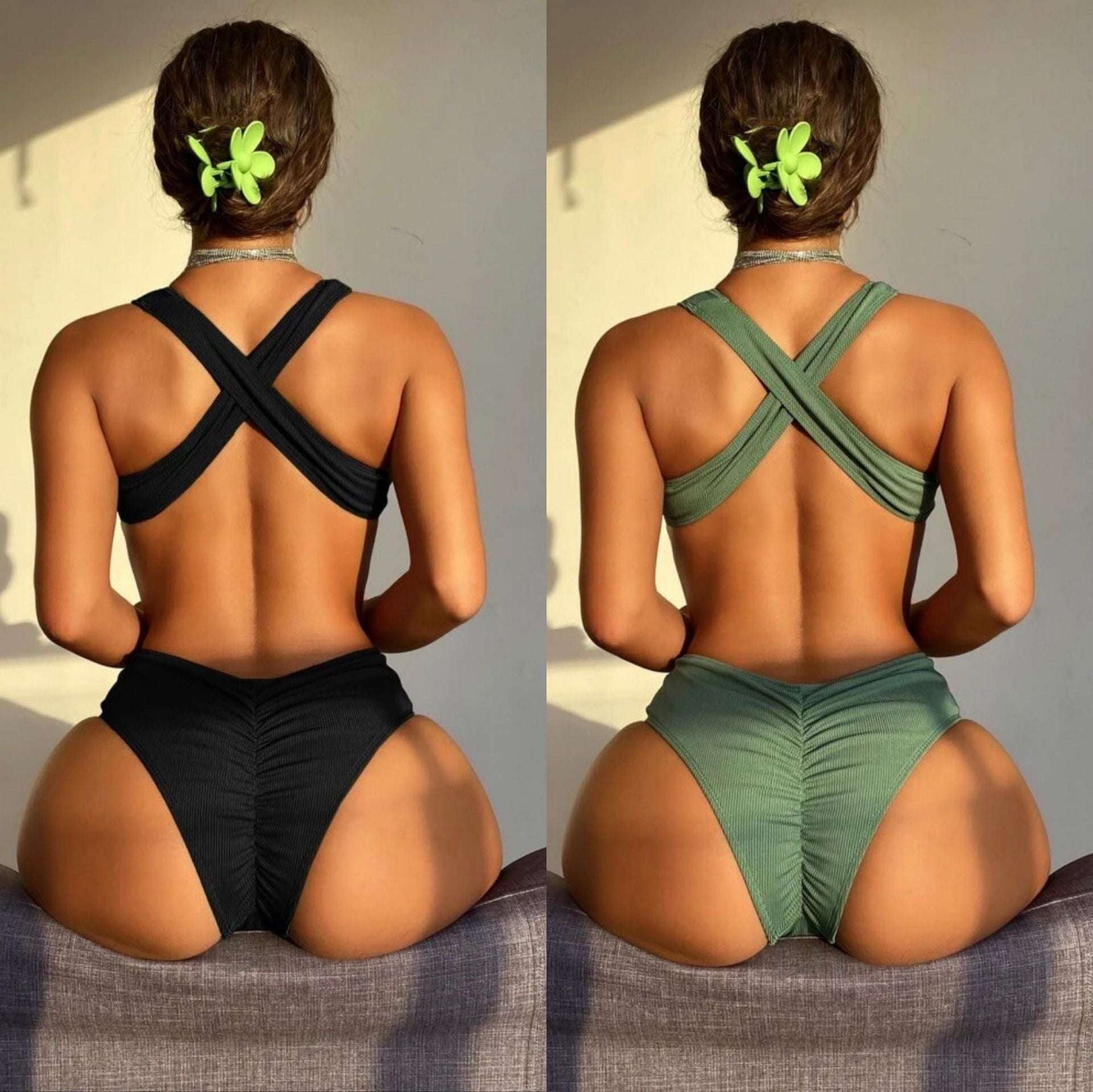 Beauty Back Swimwear, Green Siamese Swimsuit, Luxury Monokini Styles - available at Sparq Mart