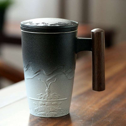 Antiquity Style Mug, Artisan Pottery Cup, Vintage Black Mug - available at Sparq Mart