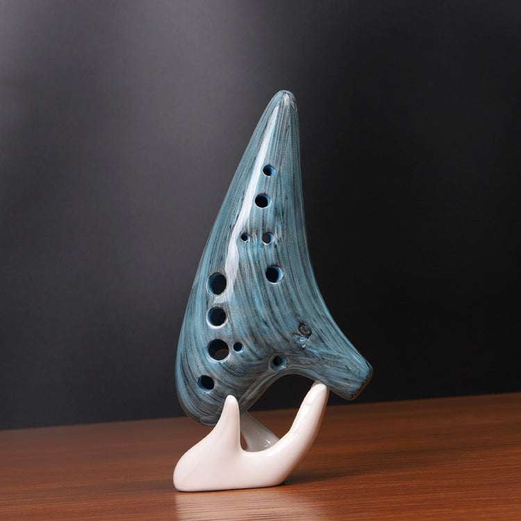 Ceramic Ocarina Instrument, Handcrafted Flute Collector, Musical Pottery Decor - available at Sparq Mart