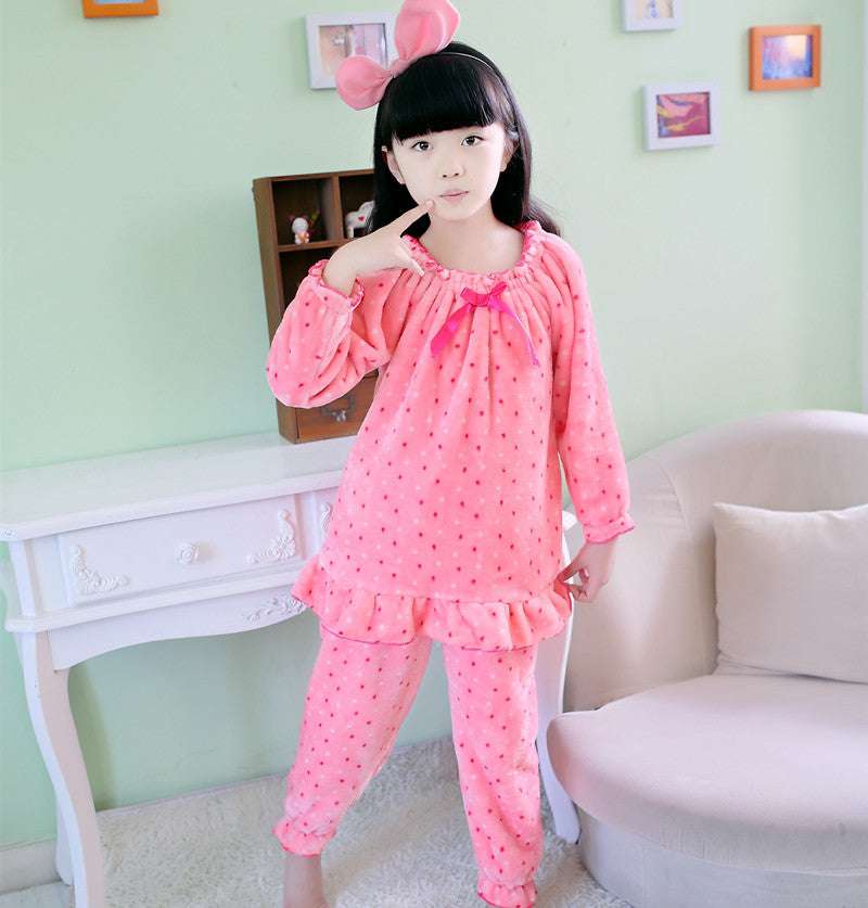 Girls' Coral Fleece Pajamas, High-Quality Pajama Suit, Parent-child Coral Fleece Pajamas - available at Sparq Mart