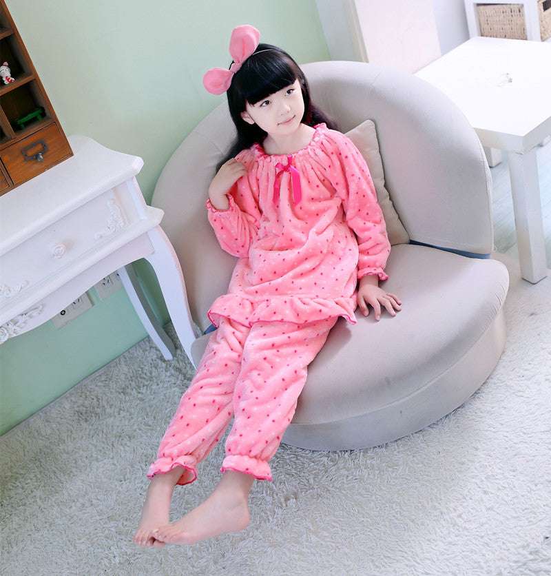 Girls' Coral Fleece Pajamas, High-Quality Pajama Suit, Parent-child Coral Fleece Pajamas - available at Sparq Mart