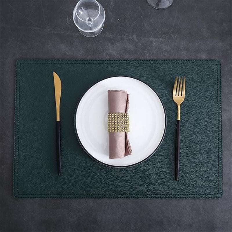 Designer leather placemats, Durable placemat set, Easy-clean table mats - available at Sparq Mart