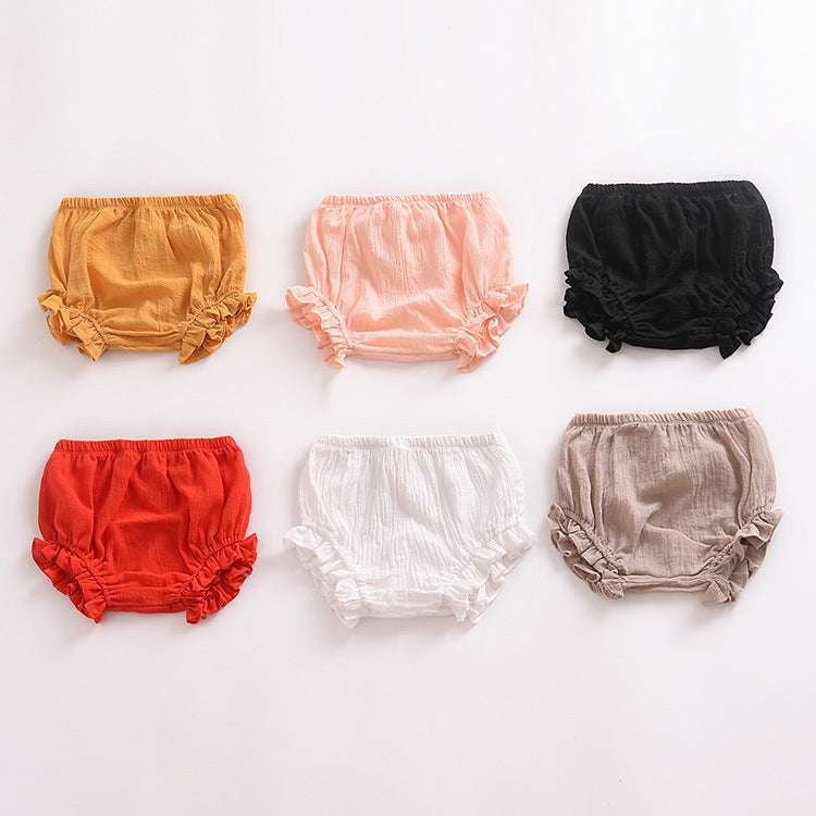 Baby linen shorts, casual triangle shorts, solid color baby shorts - available at Sparq Mart