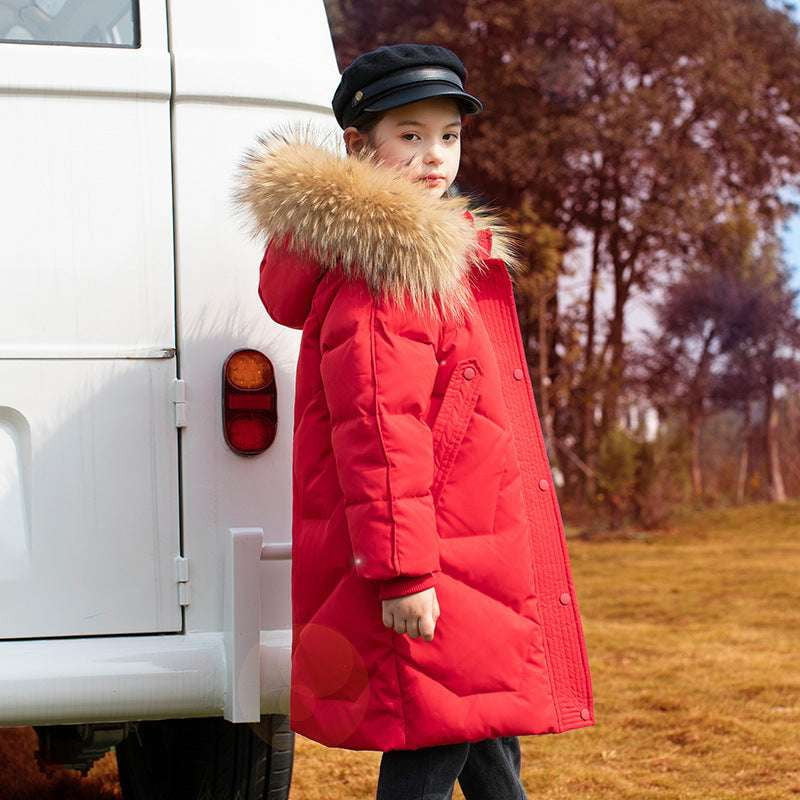 Fashionable Winter Clothes, Kids' Down Coat, Mid-length Jacket - available at Sparq Mart