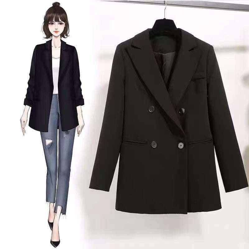 Ladies Suit Jacket - Double Breasted Coat - Tailored Collar Blazer - available at Sparq Mart