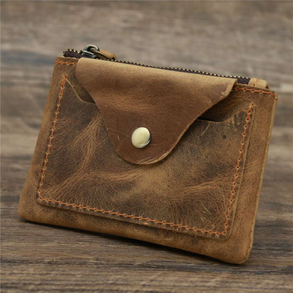 Compact Zipper Pouch, Leather Coin Wallet, Retro Purse Accessory - available at Sparq Mart