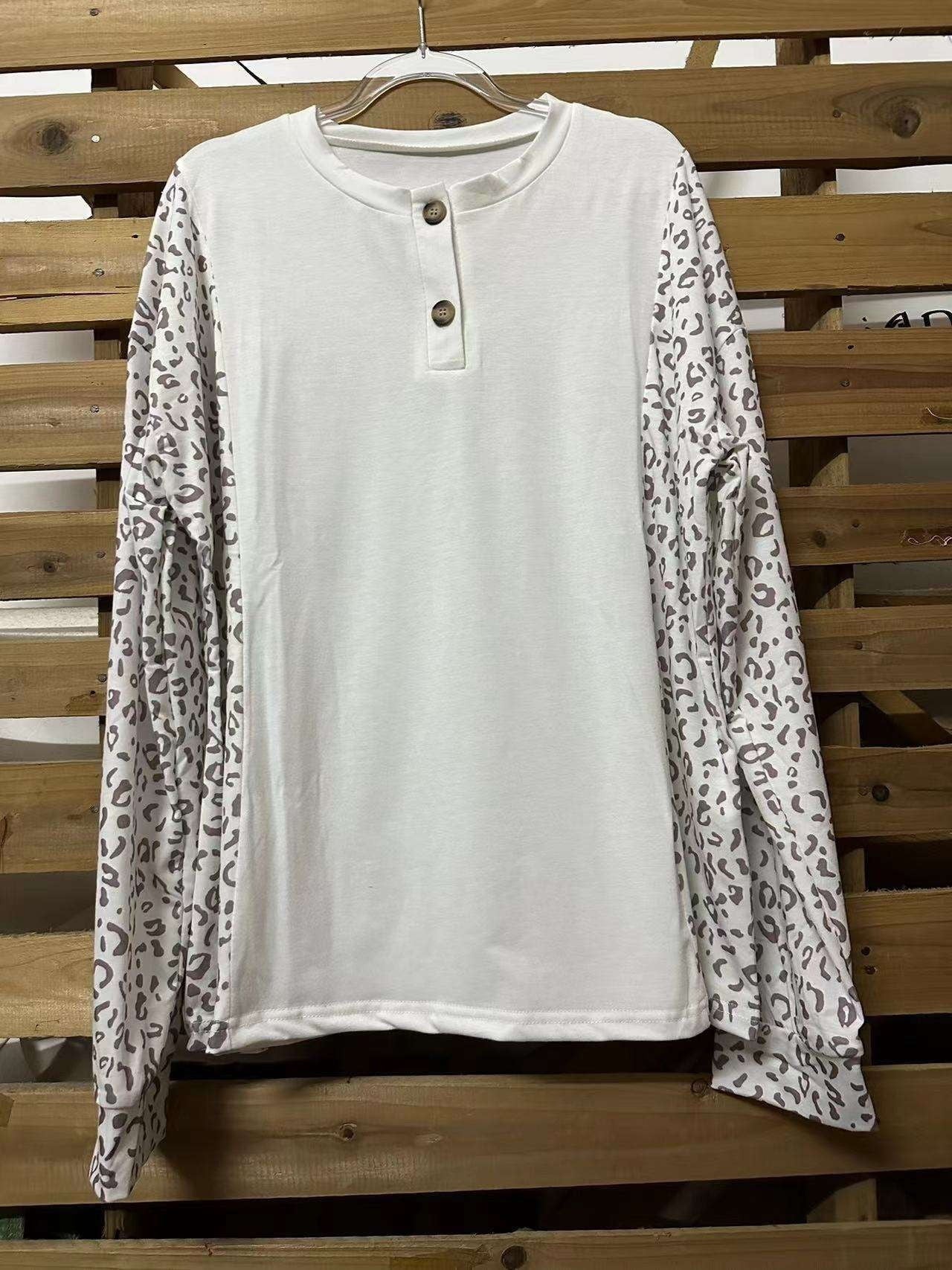 Leopard Print Knitwear, Stylish Stitching Knitwear, V-neck Contrast Sweater - available at Sparq Mart