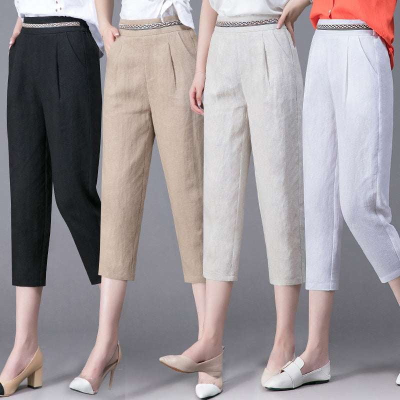 Loose Harem Pants, Summer Linen Trousers, Women's Casual Linens - available at Sparq Mart