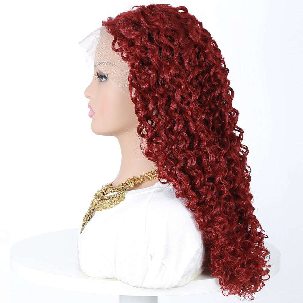 fashion lace wig, long curly wig, realistic fiber wig - available at Sparq Mart