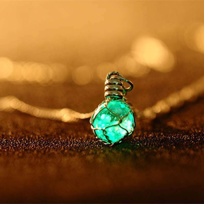 Green Glass Necklace, Luminous Necklace Pendant, Reflective Jewelry Accessory - available at Sparq Mart