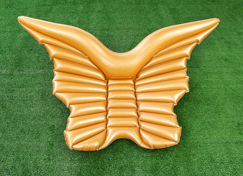 Golden Pool Lounger, Inflatable Angel Wings, Pool Party Float Essentials - available at Sparq Mart