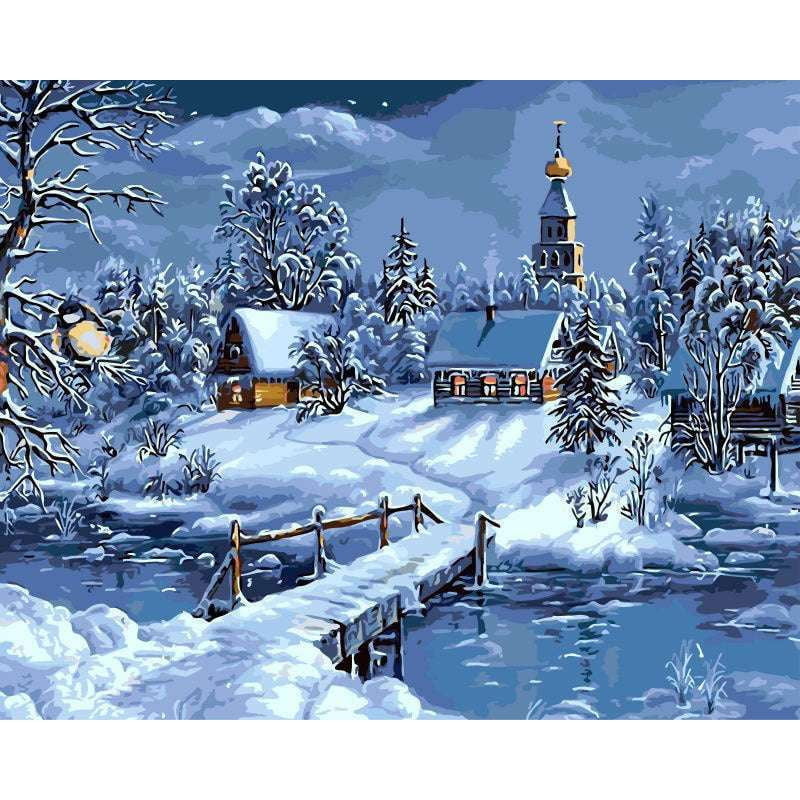 Custom Paint by Numbers, Framed Art Kit, Winter Painting Kits - available at Sparq Mart