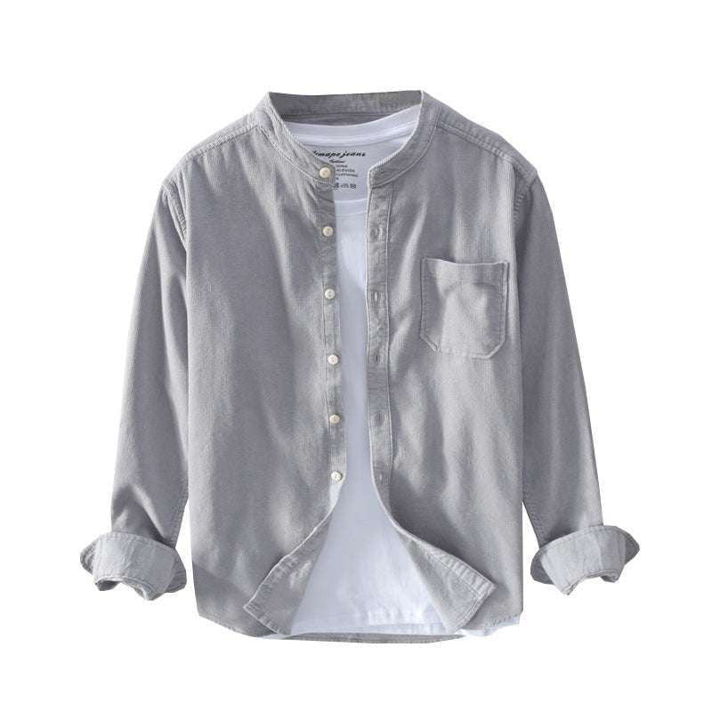 Corduroy Stand Collar, Fashionable Corduroy Shirt, Men's Long Sleeve - available at Sparq Mart