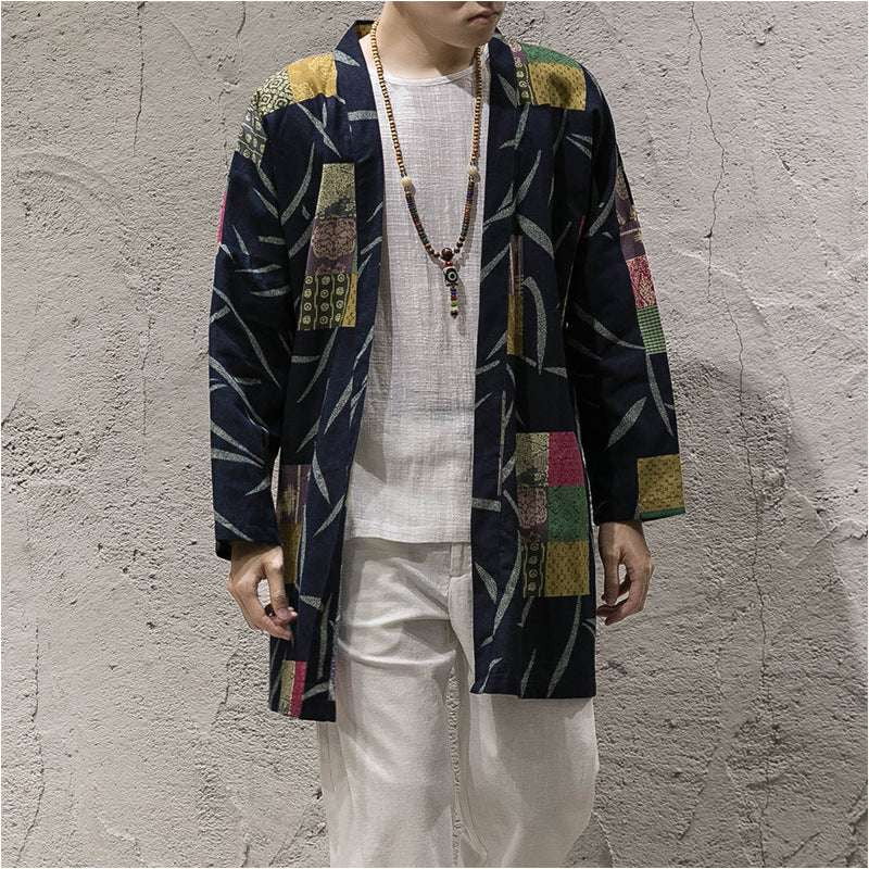 Cotton Linen Windbreaker, Korean Cloak Jacket, Men's Long Jacket - available at Sparq Mart