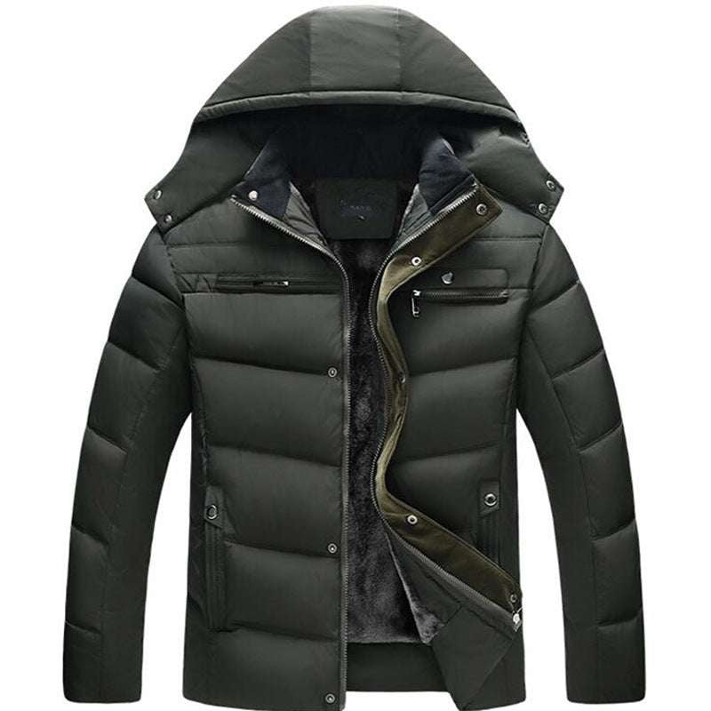 hooded cotton outerwear, plus size apparel, winter jacket men - available at Sparq Mart