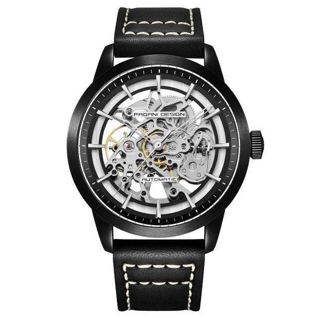 automatic leather watch, luxury mechanical watch, men's fashion timepiece - available at Sparq Mart