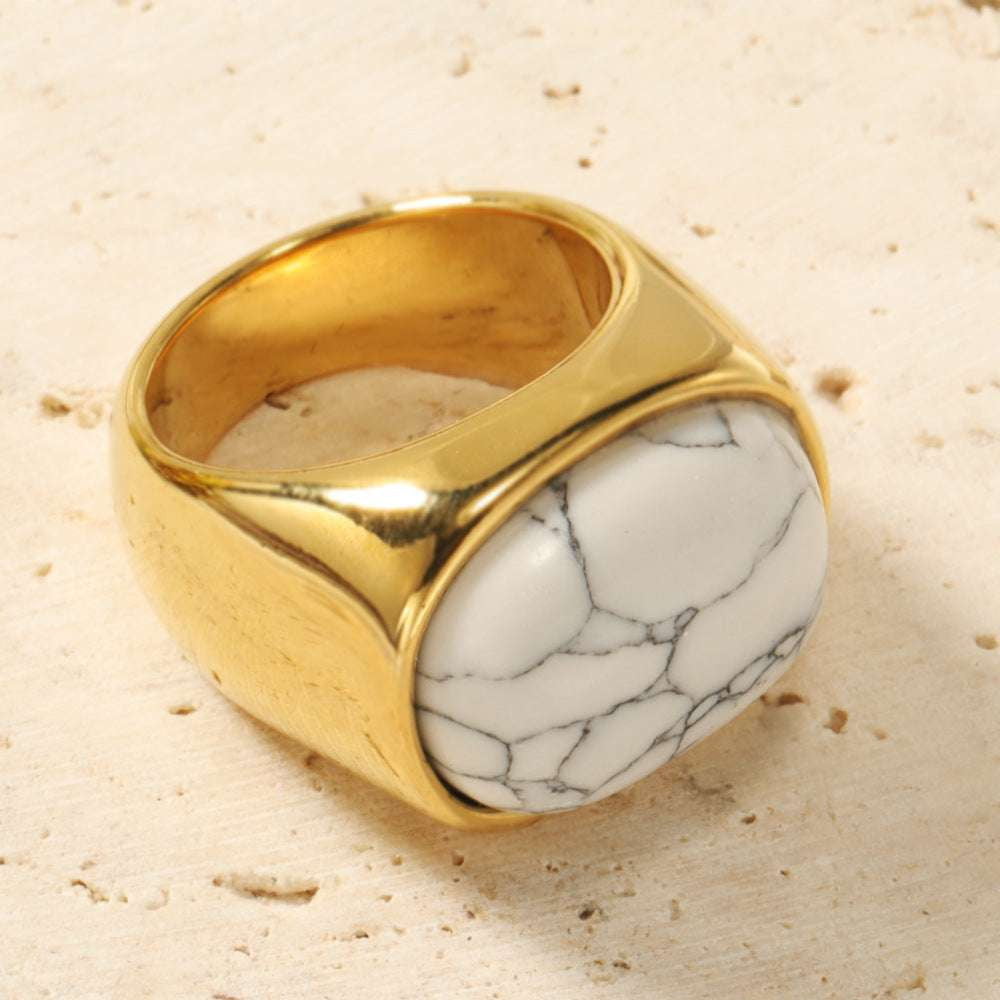 gemstone fashion ring, gold plated ring, stainless steel ring - available at Sparq Mart