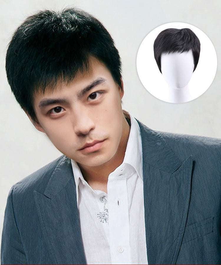 Fluffy Hand-Tied Wig, Men’s Real Hairpieces, Natural Hair Replacement - available at Sparq Mart