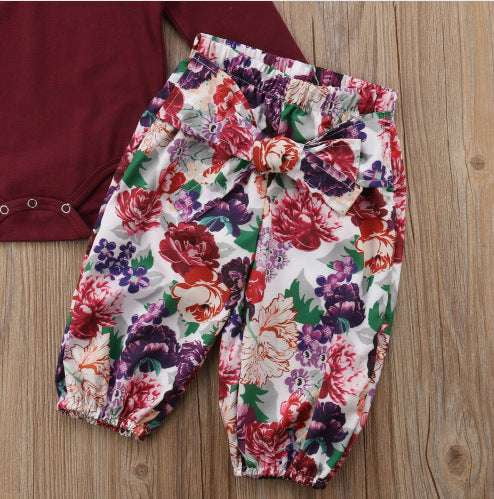 Autumn Baby Outfit, Girls Floral Clothing, Newborn Headband Set - available at Sparq Mart