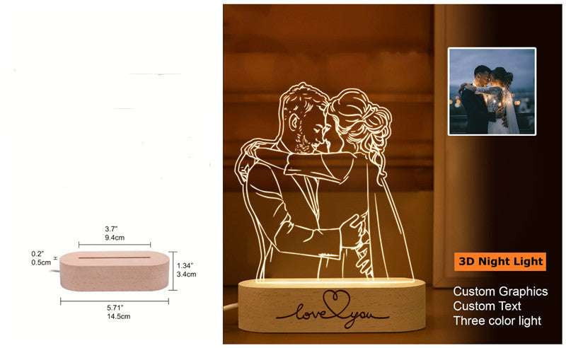 Couples Picture Lamp, Custom Valentine Nightlight, Personalized Love Light - available at Sparq Mart