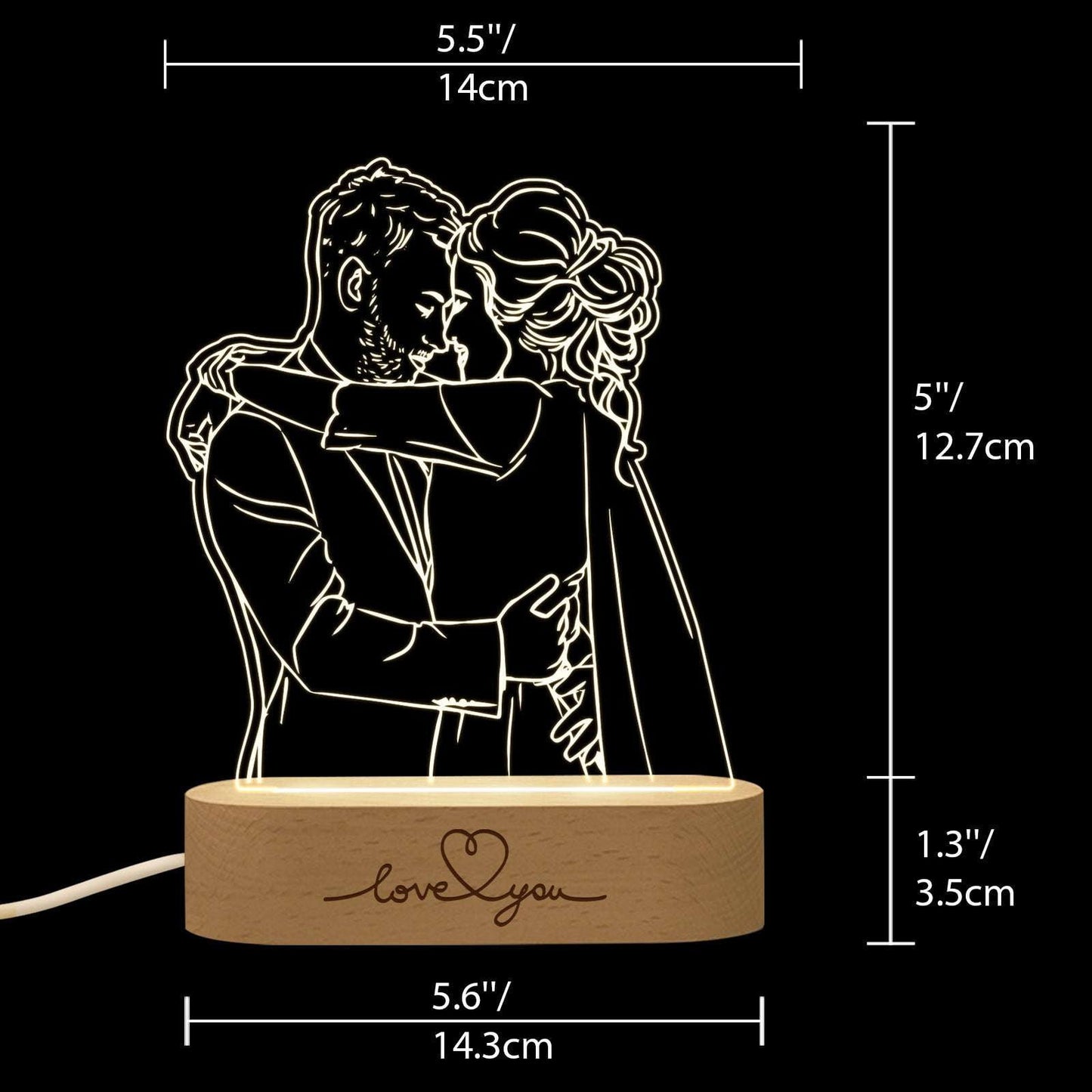 Couples Picture Lamp, Custom Valentine Nightlight, Personalized Love Light - available at Sparq Mart