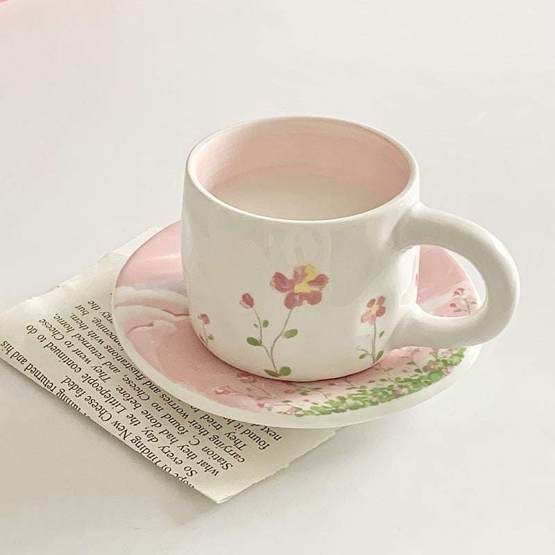 Ceramic Cup Gift, Decorative Teacup Set, Pink Floral Teacup - available at Sparq Mart